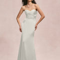 Sweetheart Seam Draped Luxe Satin Bridesmaid Dress Morilee