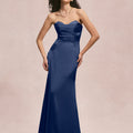 Sweetheart Seam Draped Luxe Satin Bridesmaid Dress Morilee