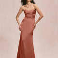 Sweetheart Seam Draped Luxe Satin Bridesmaid Dress Morilee