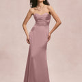 Sweetheart Seam Draped Luxe Satin Bridesmaid Dress Morilee