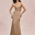 Sweetheart Seam Draped Luxe Satin Bridesmaid Dress Morilee