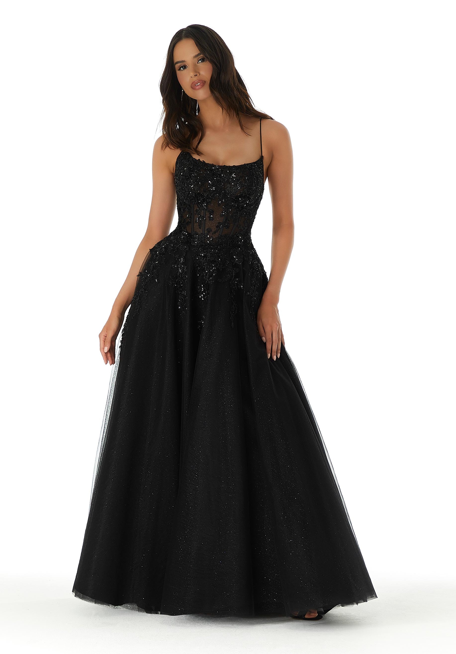Beaded Lace Scoop Neck A-Line Party Dress