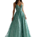 Beaded Lace and Glitter Ball Gown Prom Dress