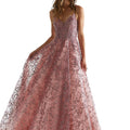 Beaded Lace and Glitter Ball Gown Prom Dress