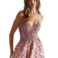 Beaded Lace and Glitter Ball Gown Prom Dress