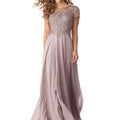 Chiffon Evening Gown with Beaded Embroidery on a Net Bodice Morilee