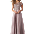 Chiffon Evening Gown with Beaded Embroidery on a Net Bodice Morilee