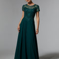 Chiffon Evening Gown with Beaded Embroidery on a Net Bodice Morilee