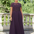 Chiffon Evening Gown with Beaded Embroidery on a Net Bodice Morilee