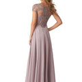 Chiffon Evening Gown with Beaded Embroidery on a Net Bodice Morilee
