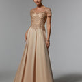 Chiffon Evening Gown with Beaded Embroidery on a Net Bodice Morilee