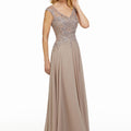 Beaded Lace Appliqués and Embroidery on Net Over Chiffon Morilee