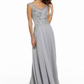 Beaded Lace Appliqués and Embroidery on Net Over Chiffon Morilee