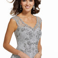 Beaded Lace Appliqués and Embroidery on Net Over Chiffon Morilee