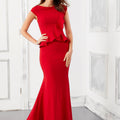 Fit and Flare Evening Gown with Flounced Bodice in Scuba Jersey Morilee