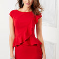 Fit and Flare Evening Gown with Flounced Bodice in Scuba Jersey Morilee