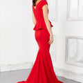 Fit and Flare Evening Gown with Flounced Bodice in Scuba Jersey Morilee