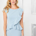 Fit and Flare Evening Gown with Flounced Bodice in Scuba Jersey Morilee