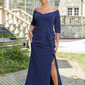 Fit and Flare Ruffled Jersey Evening Gown Morilee