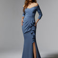 Fit and Flare Ruffled Jersey Evening Gown Morilee