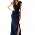 Wrapped Stretch Crepe Evening Gown Morilee