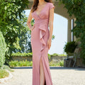 Wrapped Stretch Crepe Evening Gown Morilee