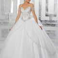 Jeweled Beading on a Split Front Tulle Ballgown Morilee