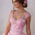 Jeweled Beading on a Split Front Tulle Ballgown Morilee