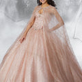 Beaded, Patterned Glitter Mesh Cape Madeline Gardner