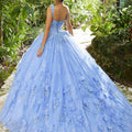 Crystal Beaded Lace Appliqués on a Tulle Over Chantilly Lace Ballgown Morilee