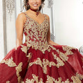 Contrasting Lace Appliqué Quinceañera Dress