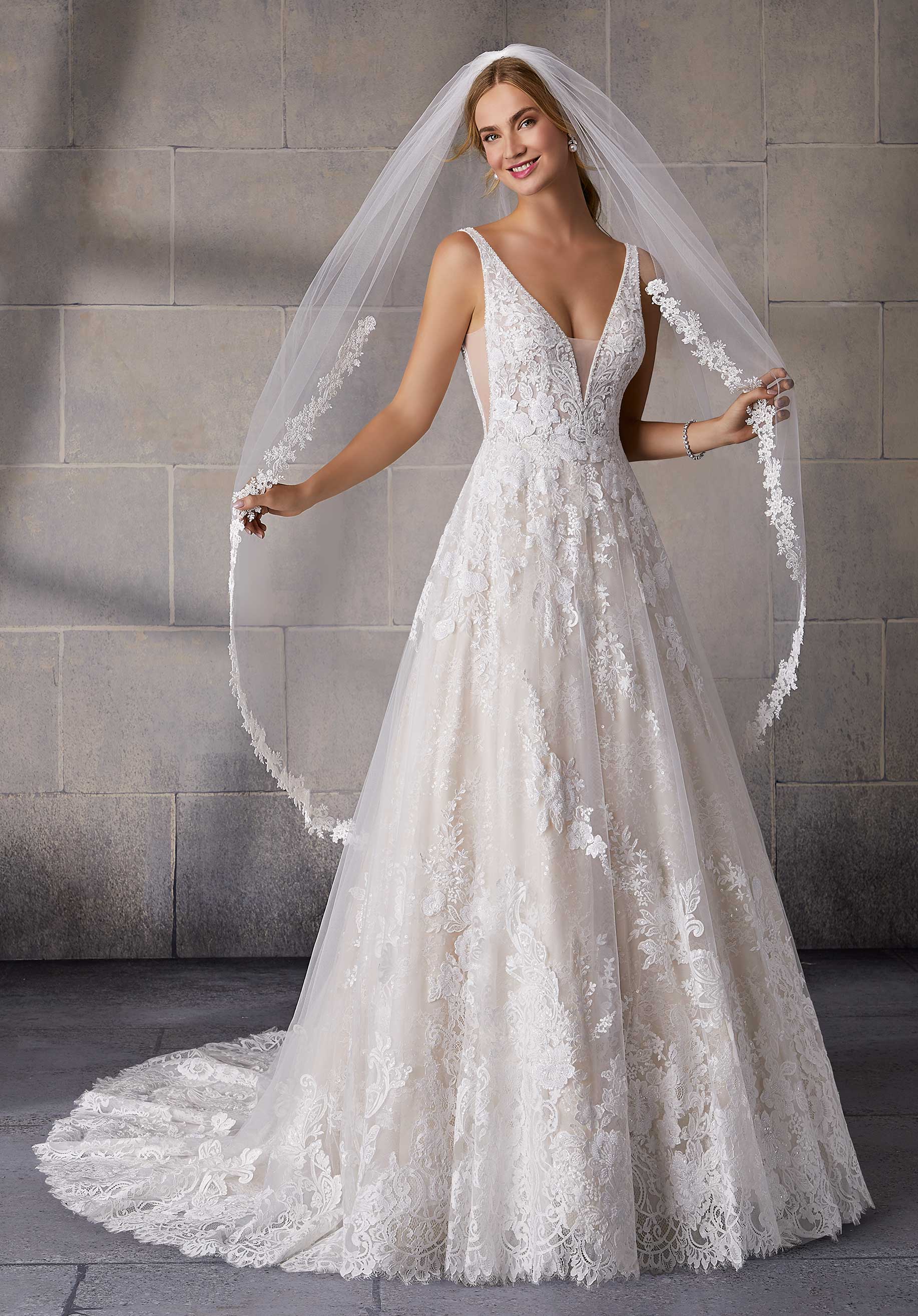Veil Edged with Lace, Accented with Beads and Sequins Madeline Gardner