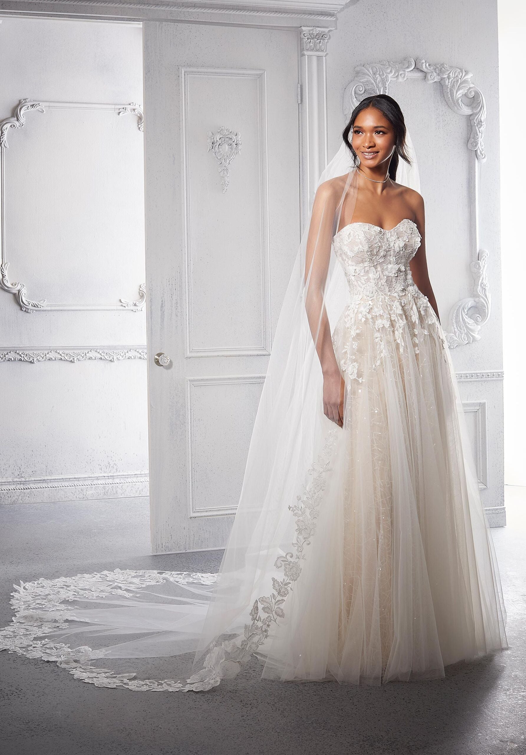 Cathedral Length Lace Veil Beaded with Sequins Madeline Gardner