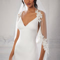 Fingertip Veil Edged with Lace Appliqués with Beads and Sequins Madeline Gardner