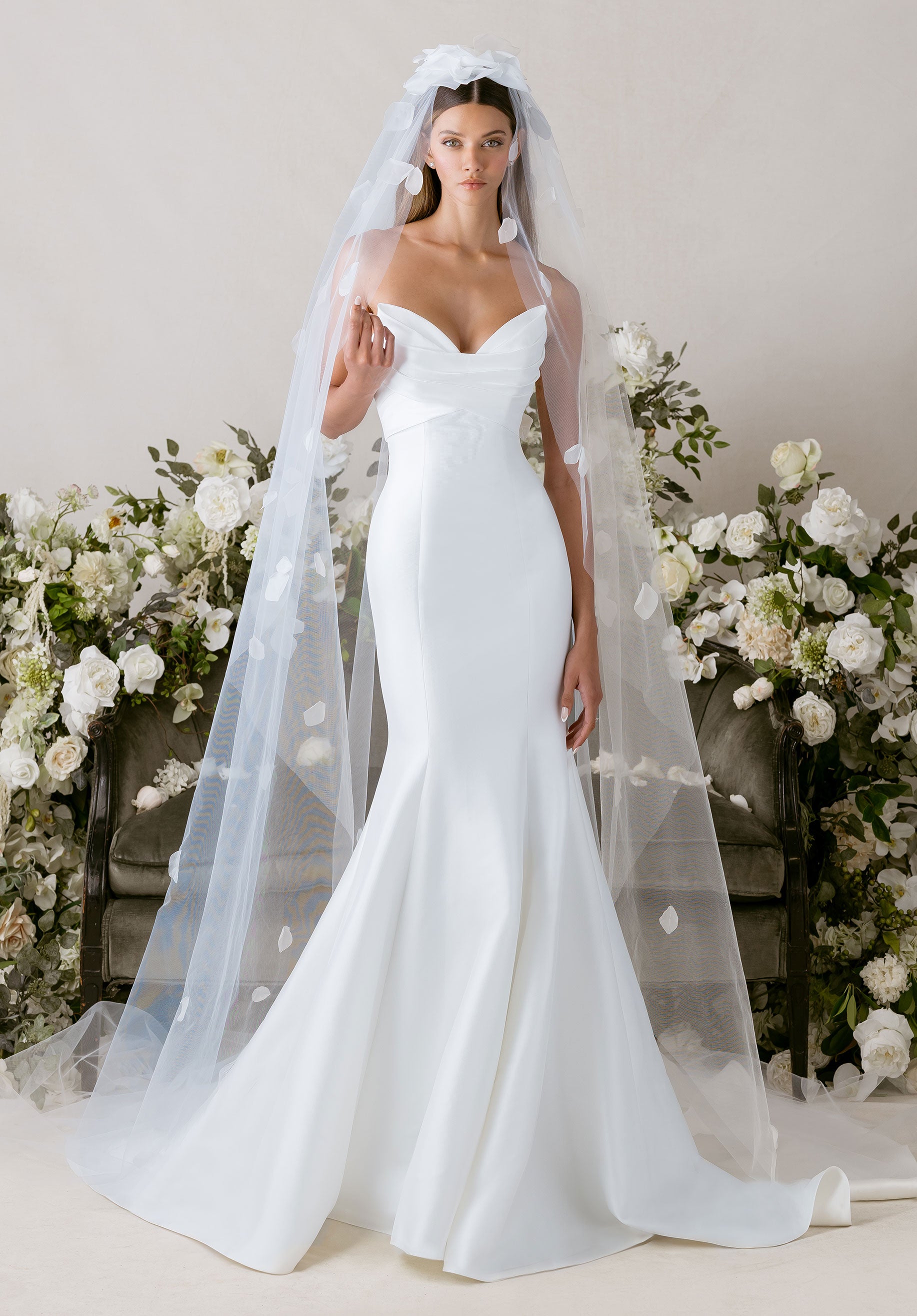 Cascading 3D Floral Cathedral Length Veil
