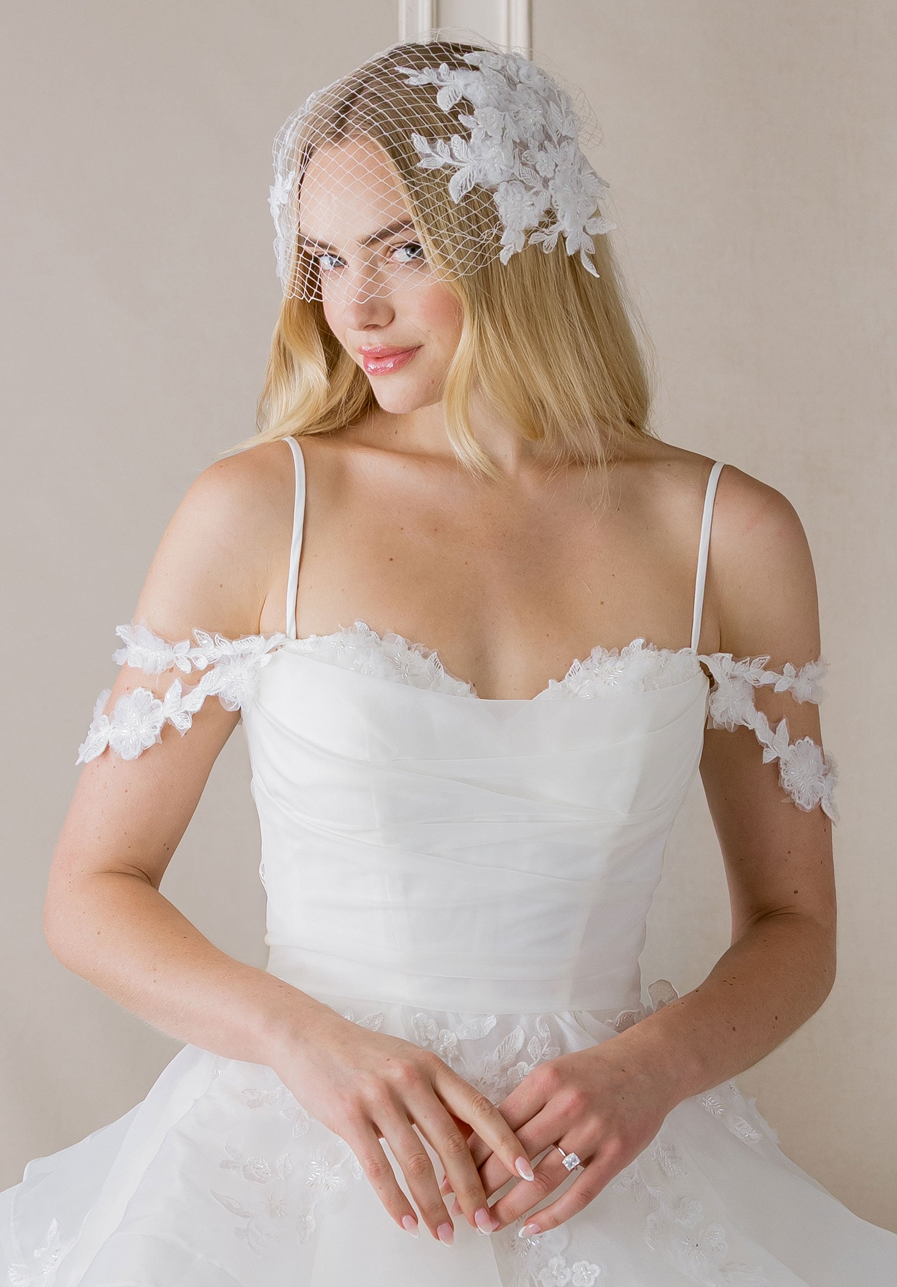 Birdcage Veil with Lace Appliqué