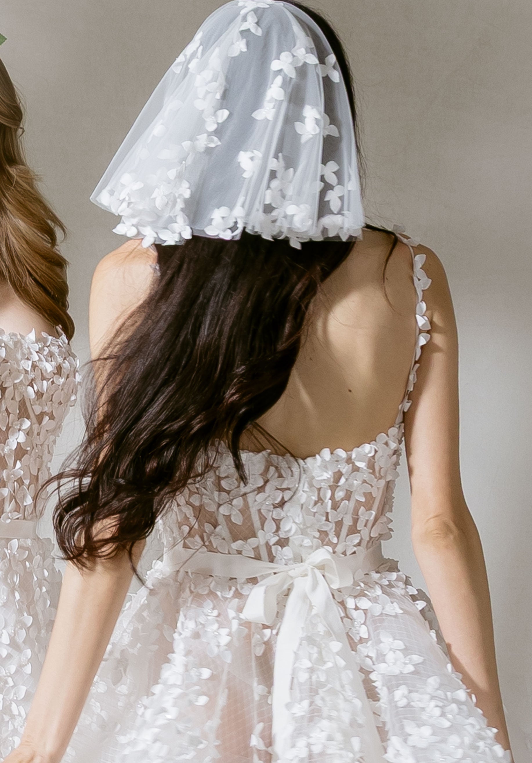 3D Taffeta Birdcage Veil with Pearl and Crystal Details