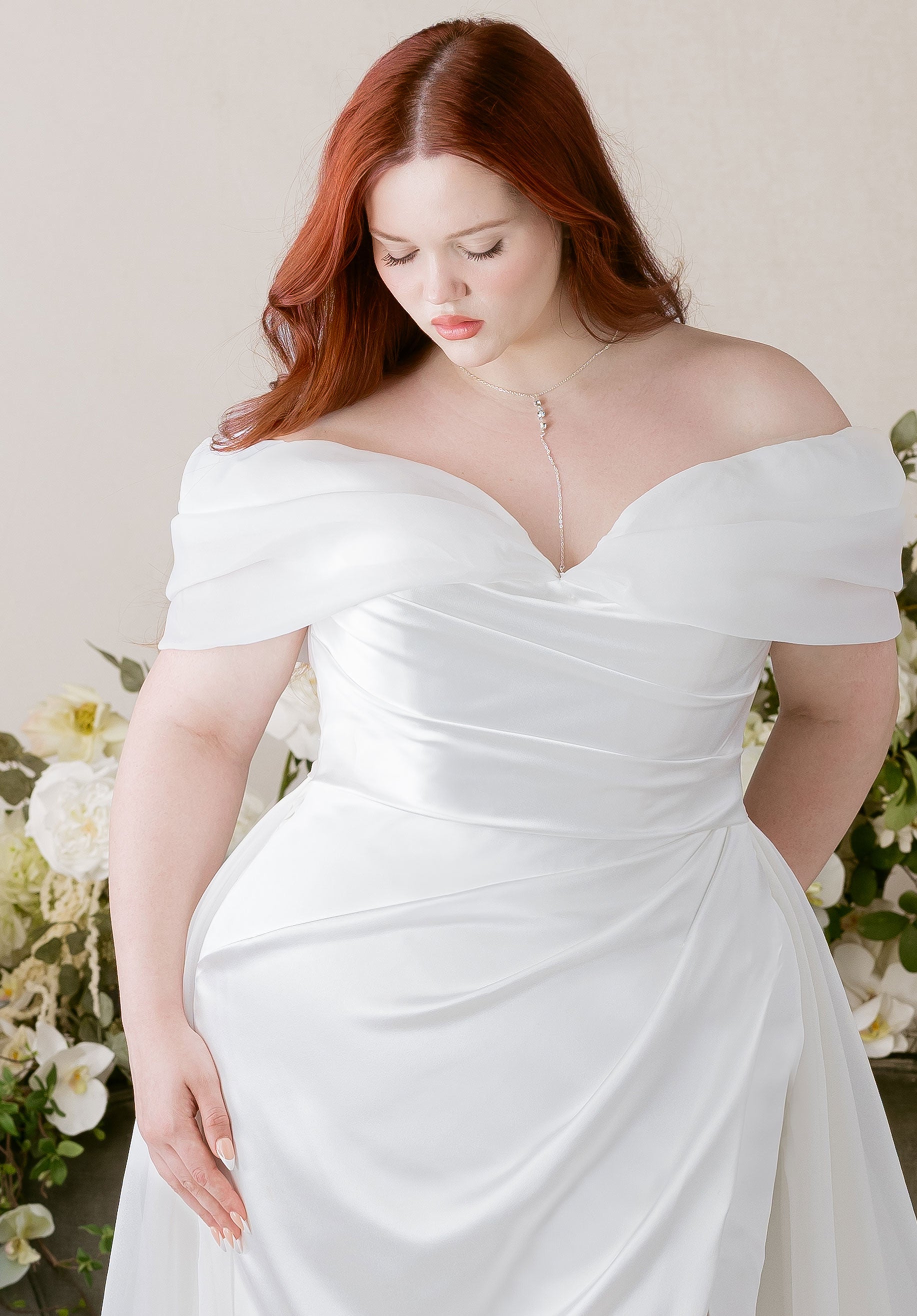 Portrait Organza Off The Shoulder Sleeves