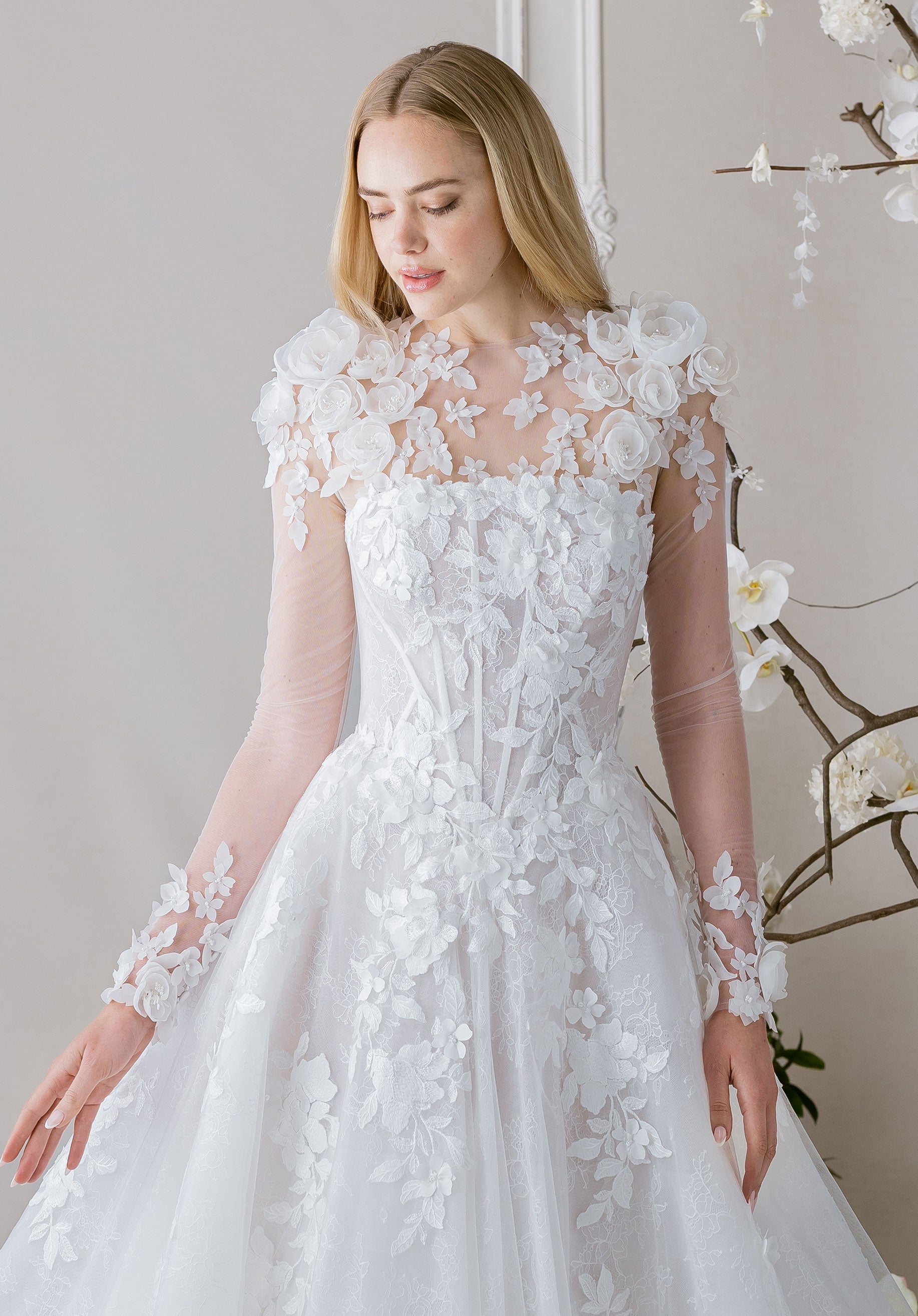 Tulle T-Shirt with 3D Florals