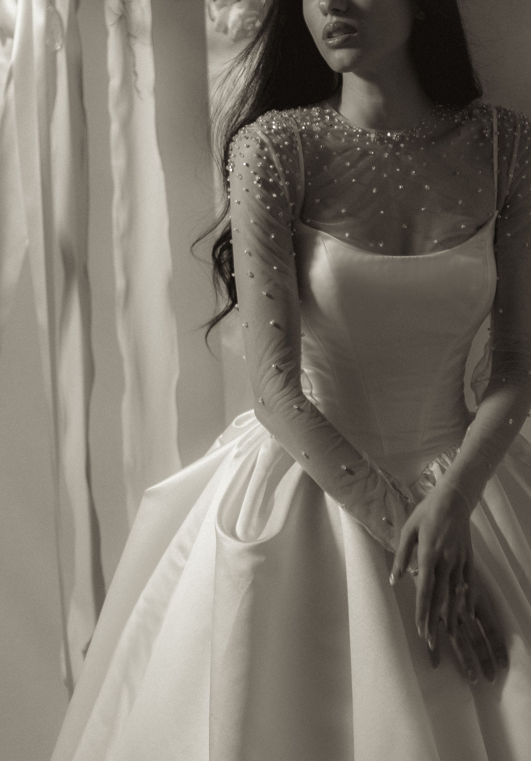 Cascading Pearl Tulle T-Shirt