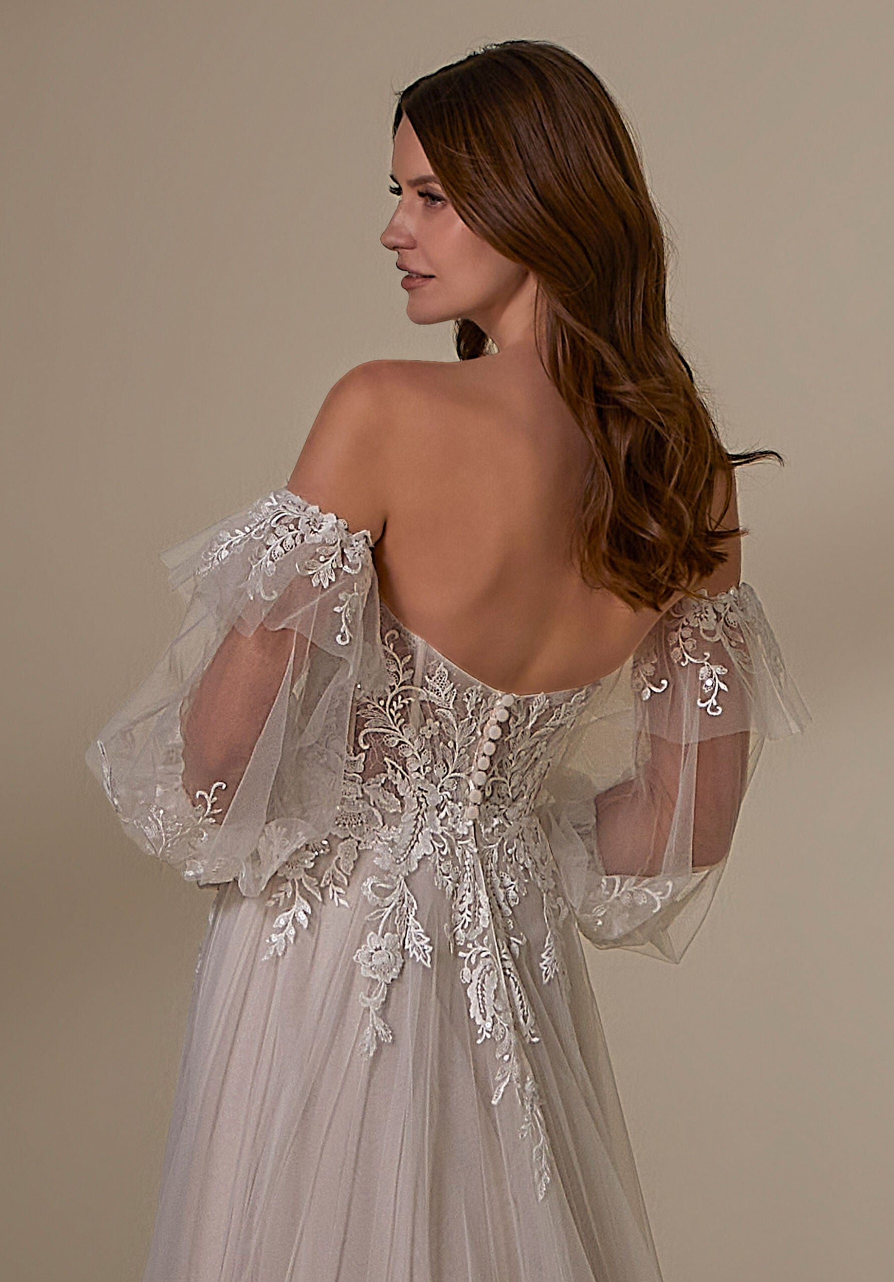 Pouf Long Sleeves with Frosted Embroidery Madeline Gardner