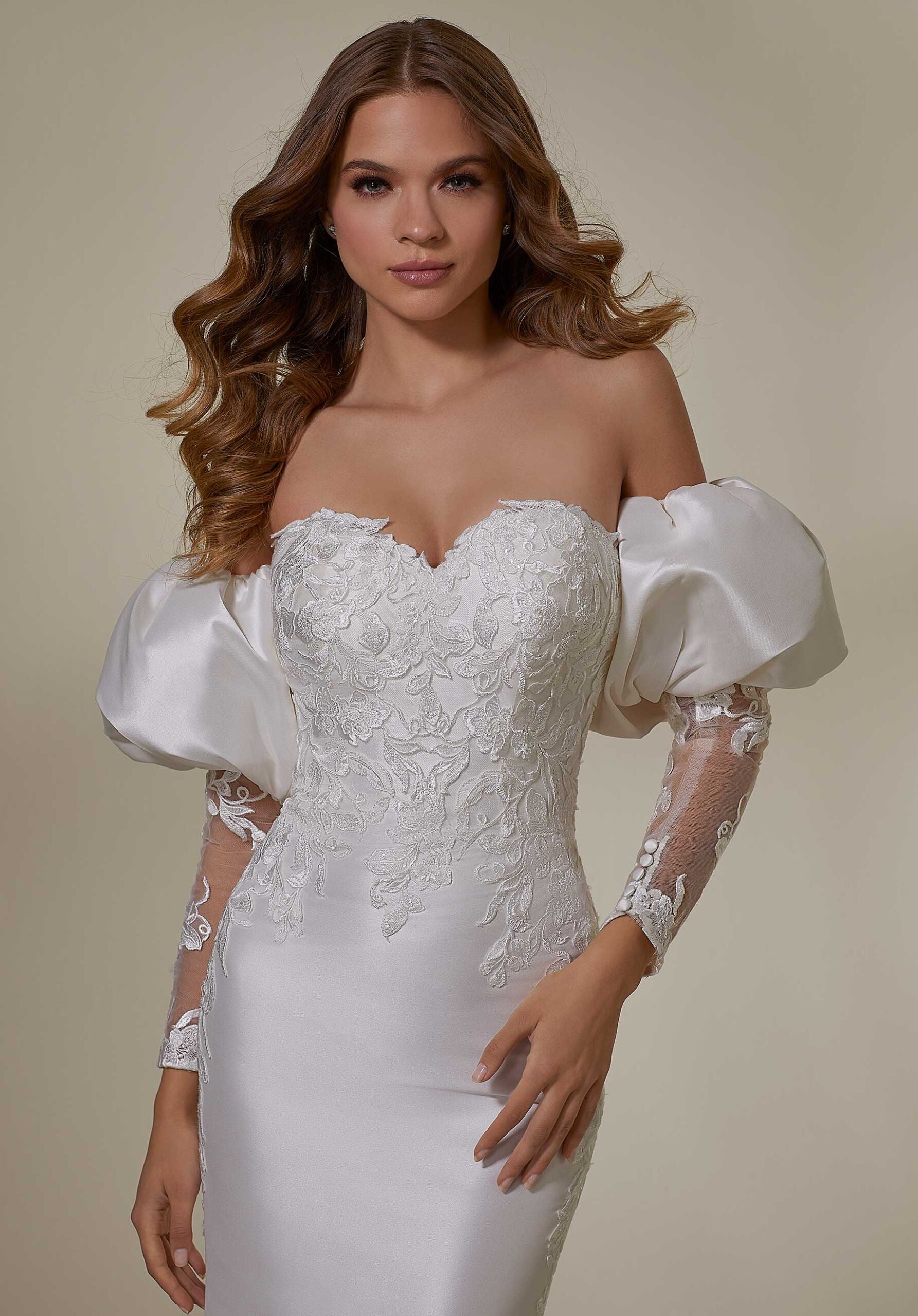 Net Pouf Larissa Satin and Net Pouf Long Sleeves - Morilee