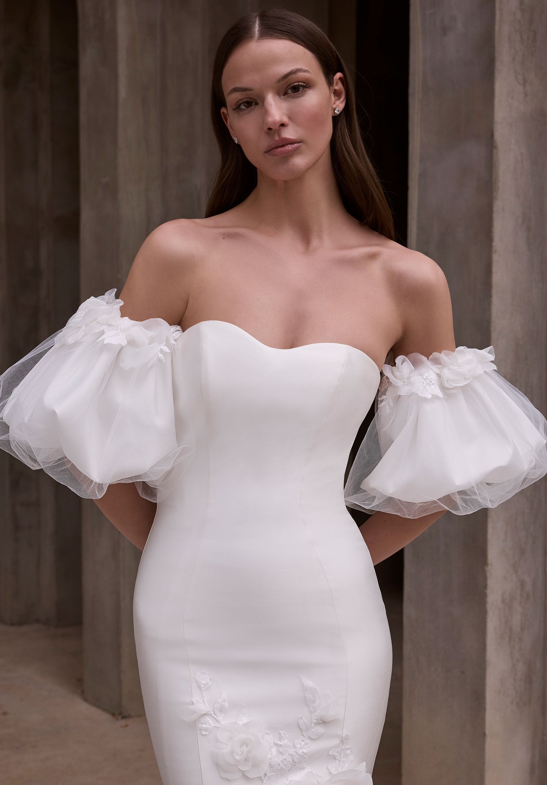 floral-embroidered-tulle-and-mikado-puff-sleeves Morilee