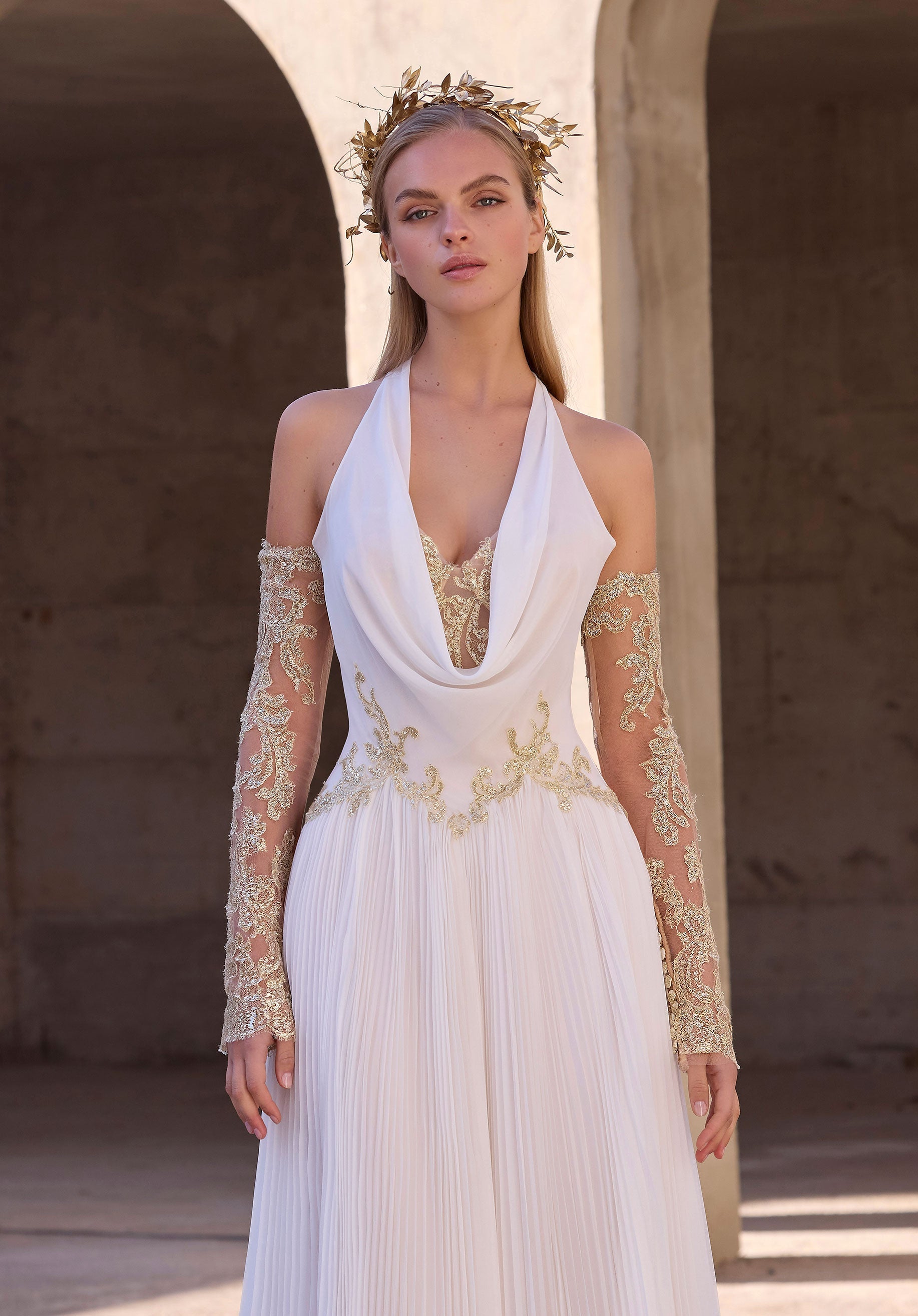 metallic-lace-scallop-long-sleeves Morilee