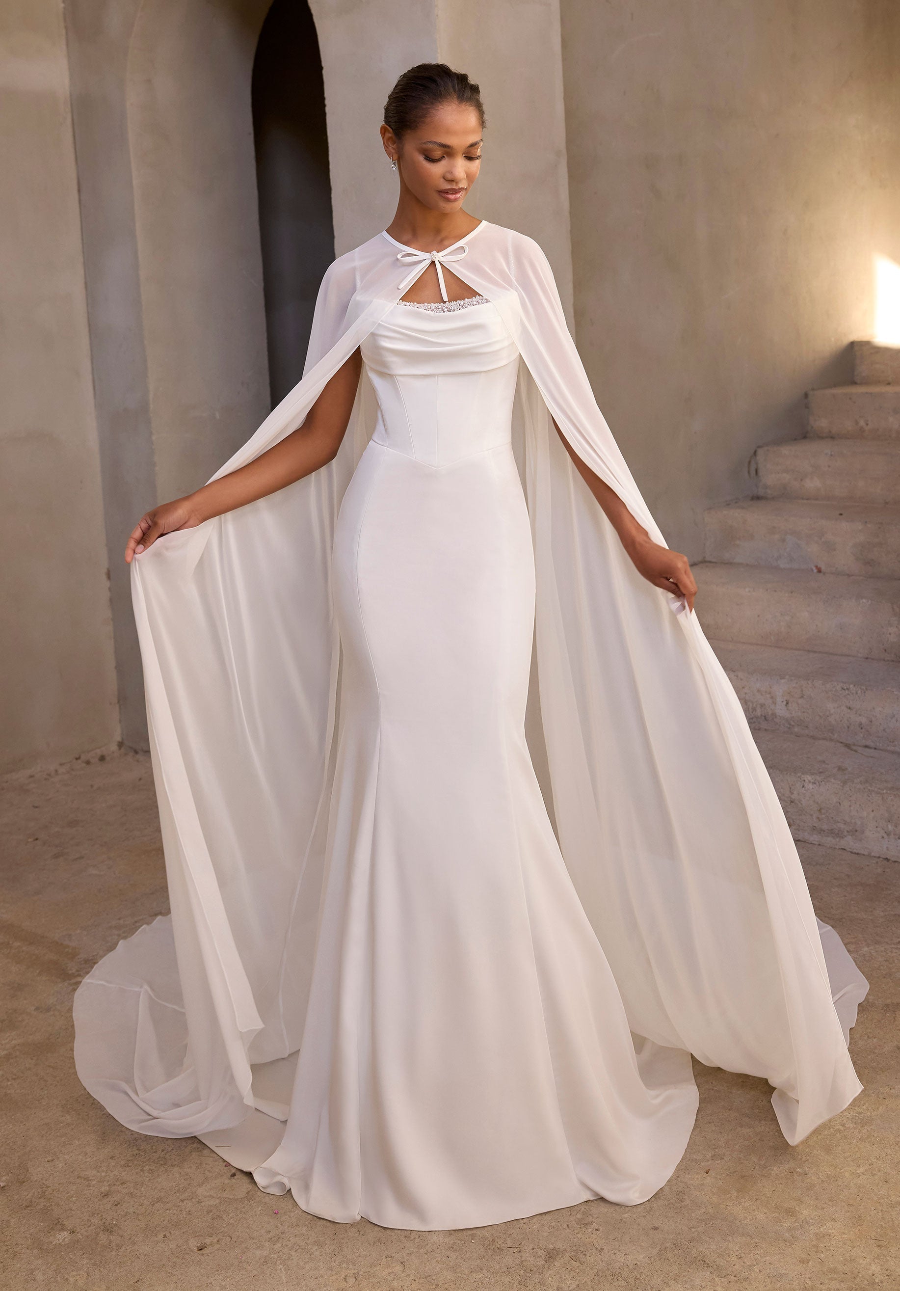 jewel-neck-chiffon-cape Morilee