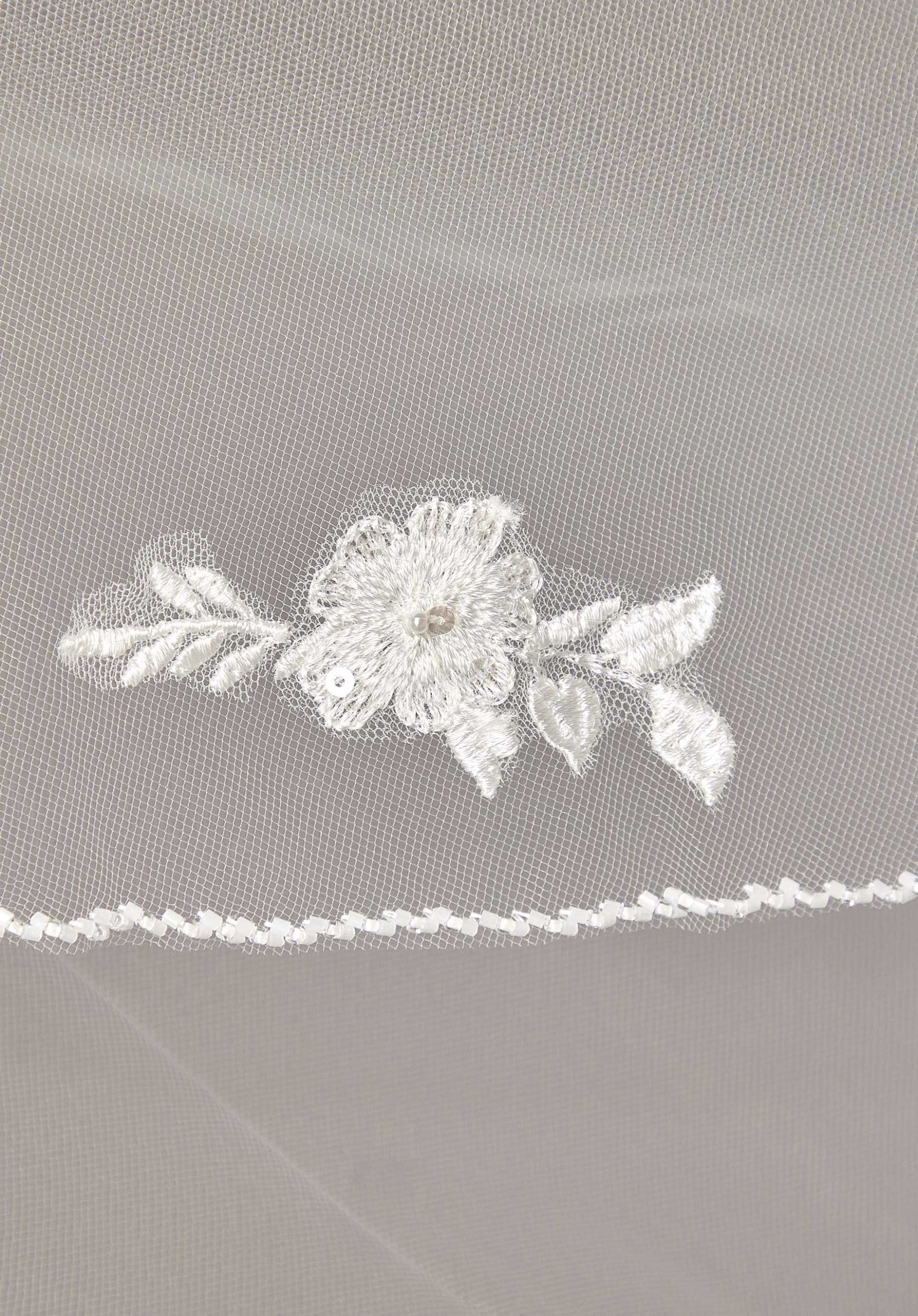 Waltz Length Veil with Frosted Lace and Beading Madeline Gardner
