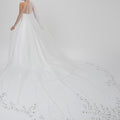 Tulle Veil with Three-Dimensional Organza Flowers Madeline Gardner