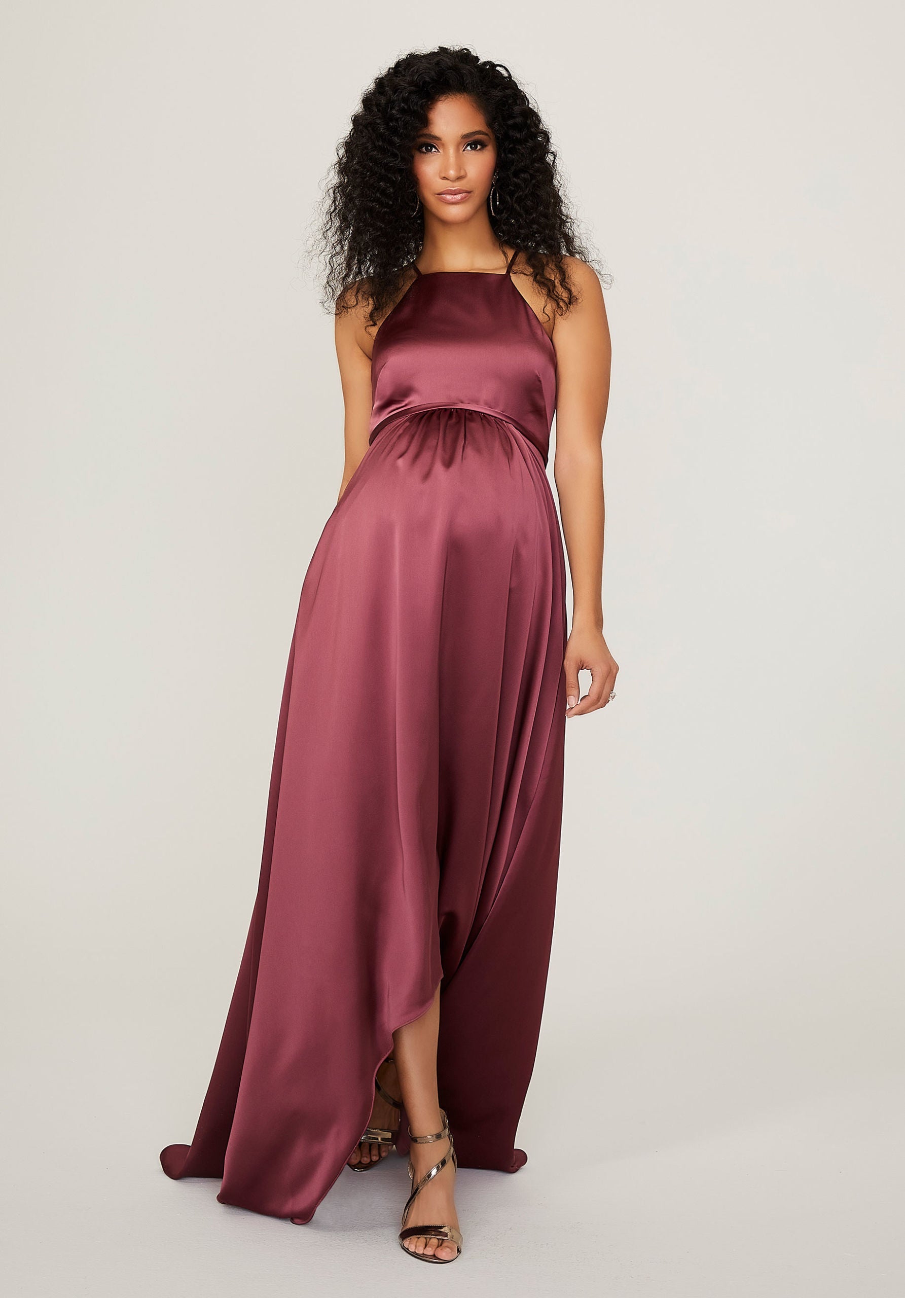 Silky Satin Square Neck Maternity Bridesmaid Dress Madeline Gardner