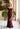 Draped Neckline Beaded Floral Fit and Flare Evening Gown