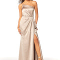 One Shoulder Silky Satin Bridesmaid Dress with Skirt Slit Madeline Gardner
